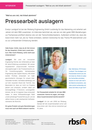Titelseite des Interviews mit Bild von Evelyn Landgraf